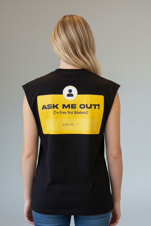 Ask Me Out Graphic Sleeveless T-Shirt