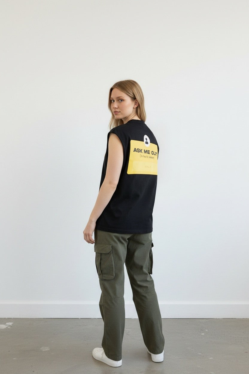 Ask Me Out Graphic Sleeveless T-Shirt